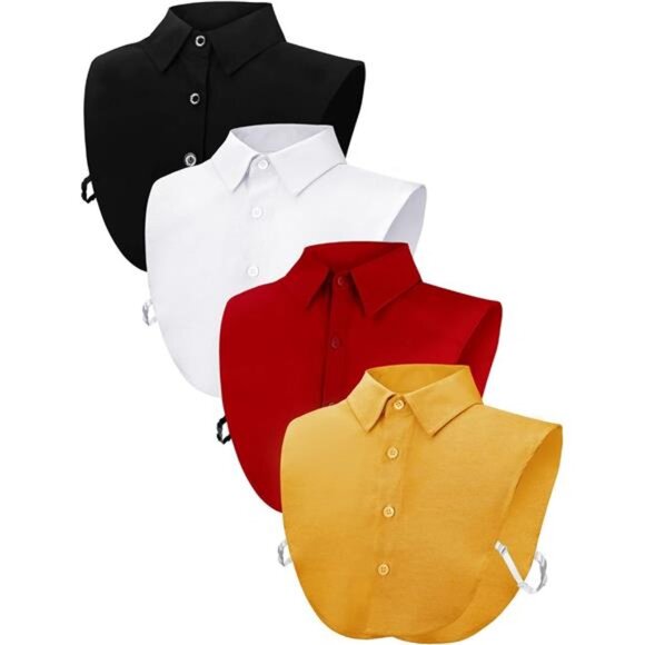 4 Pcs Fake Collar Detachable False Dickey Collar Half Shirts Round for